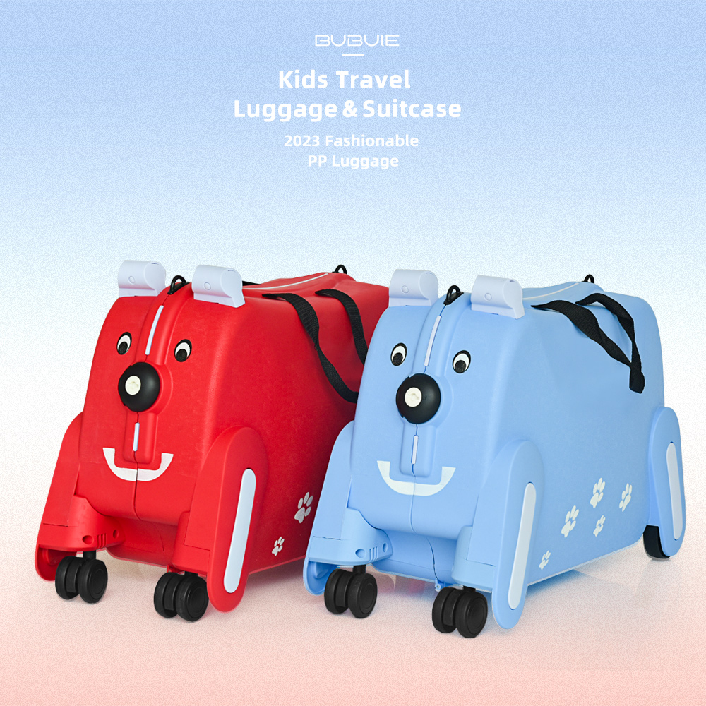 Bubule PP Material Children Ride on Suitcase Safe Quality Animal Style Kids Wheeled Luggage