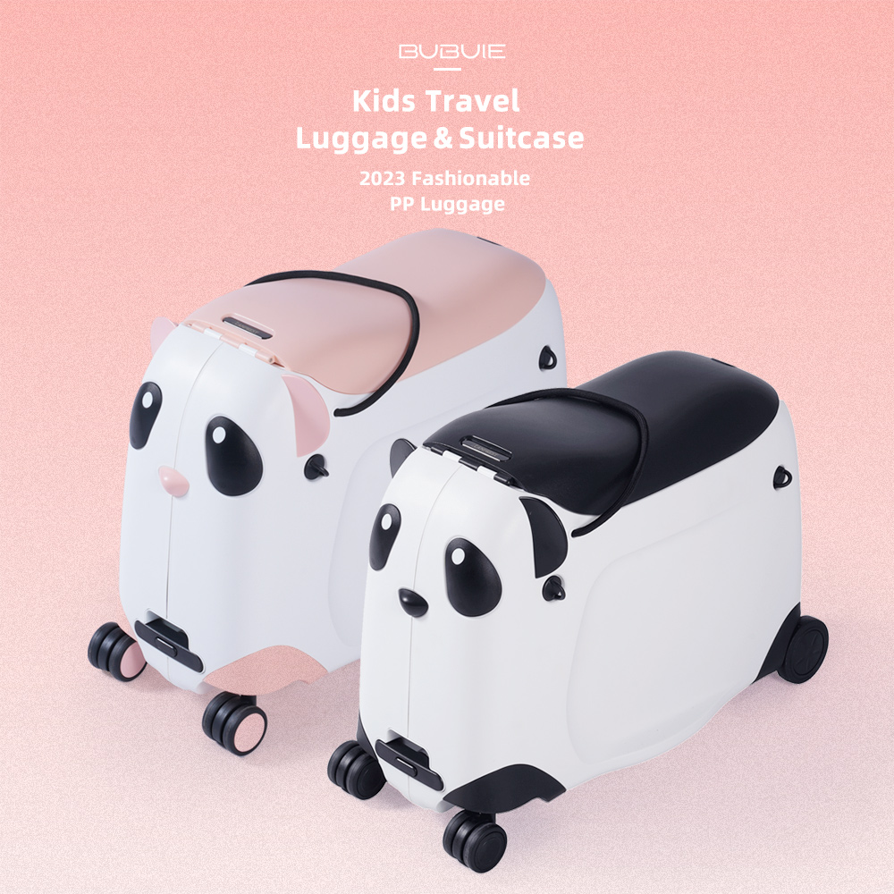 Bubule 21inch Panda Cartoon Rideable Children′ S Suitcase Children Pull Suitcases by Hand PP Trolley Luggage for Kid