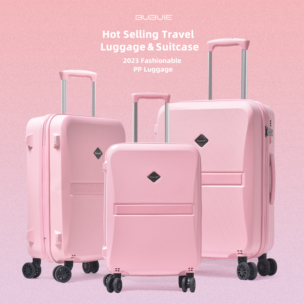 Bubule Ppl08 20inch 24inch 28inch PP Luggage Bags Travel Luggage Sets 3 Piece Light Weight Fashion Aluminum Suitcase