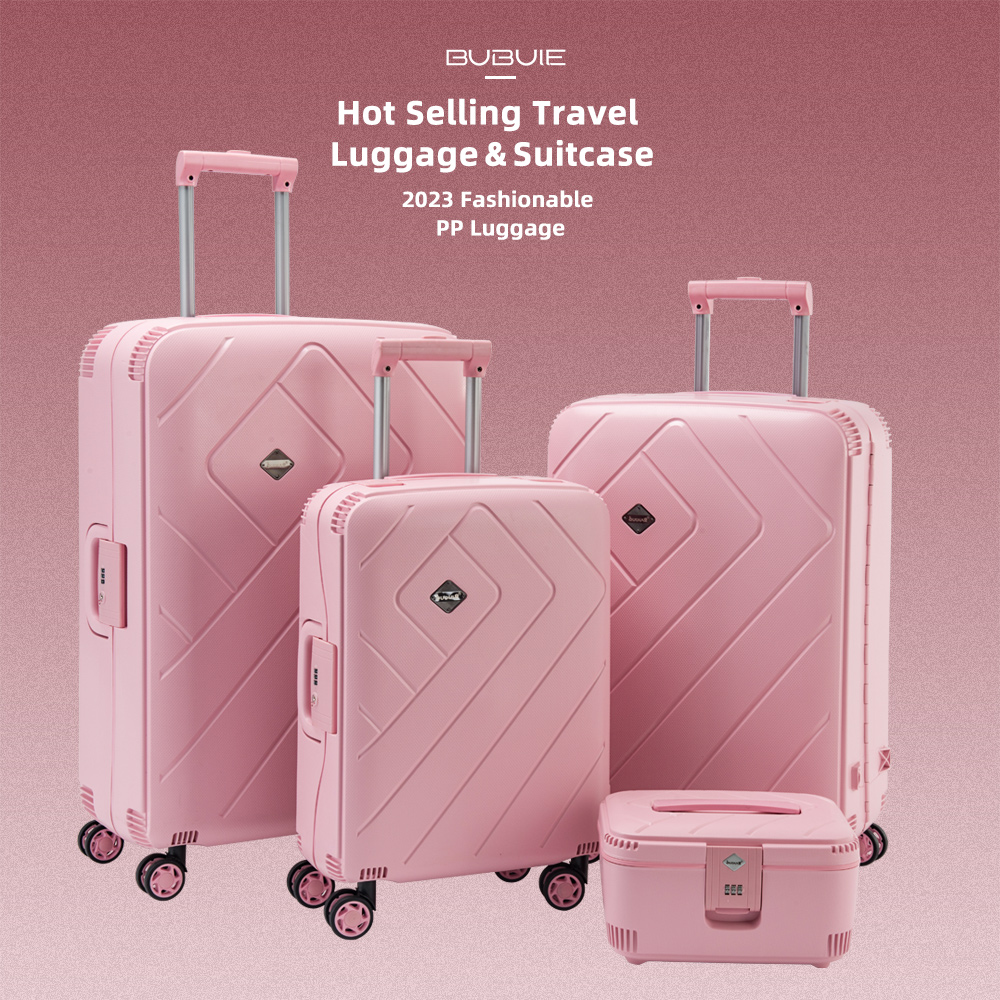 Bubule EL Luxury Designer Pink Travelling Bags 4 Pieces Carry-on Travel Suitcases PP Waterproof Trolley Luggage Set