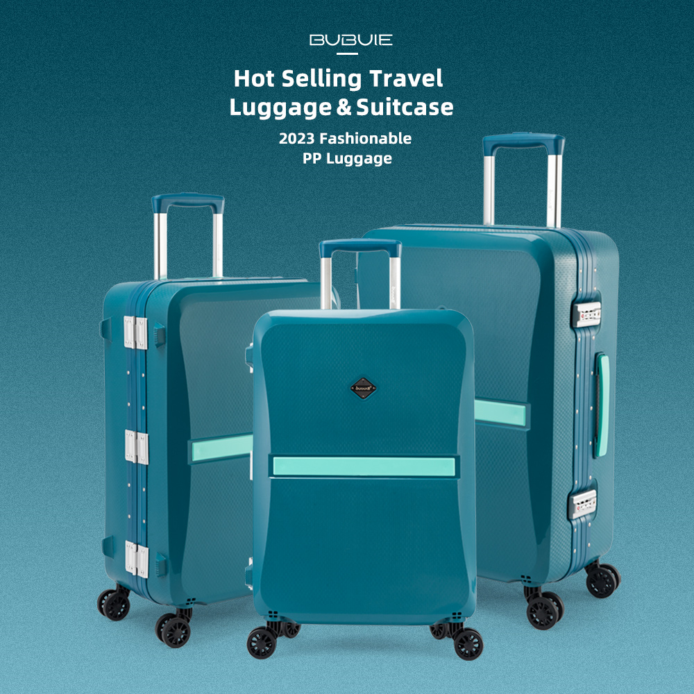 Bubule Apl01 Wholesale Travelling PP Trolley Luggage Lightweight Rolling Suitcase Set